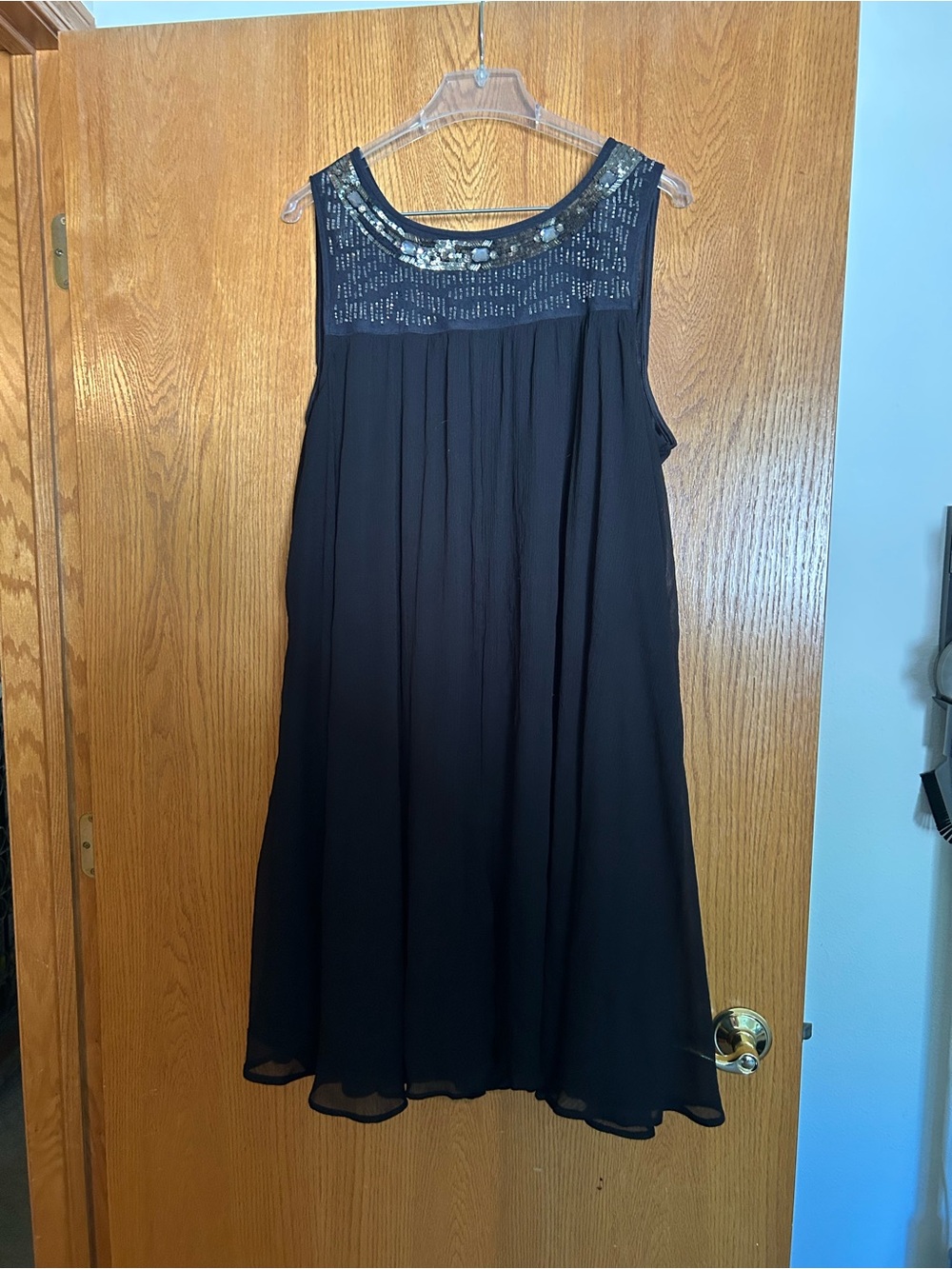 Lane Bryant Black Sleeveless Beaded Yoke Midi Dress